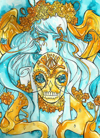Dia de los Muertos Girl (Flying Frog Illustration) FFI