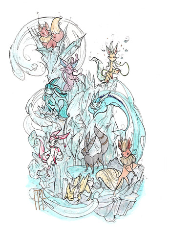 Eeveelutions (Flying Frog Illustration) FFI