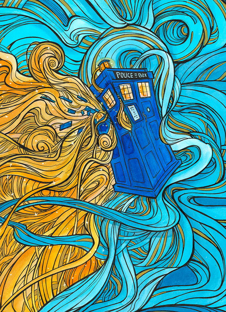 Exploding Tardis (Flying Frog Illustration) FFI