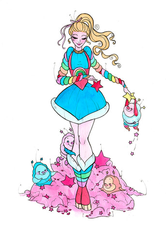 Rainbow Brite and Sprites (Flying Frog Illustration) FFI