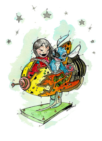 Rocket Flying (Flying Frog Illustration) FFI