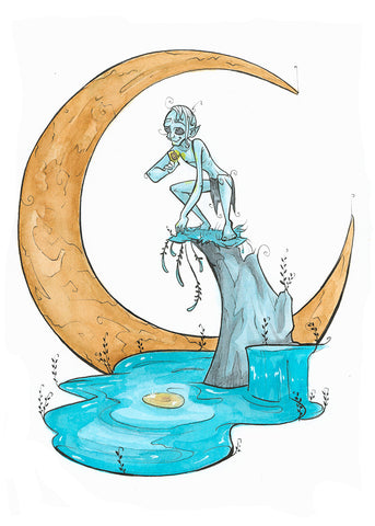 Reflecting Moon (Flying Frog Illustration) FFI