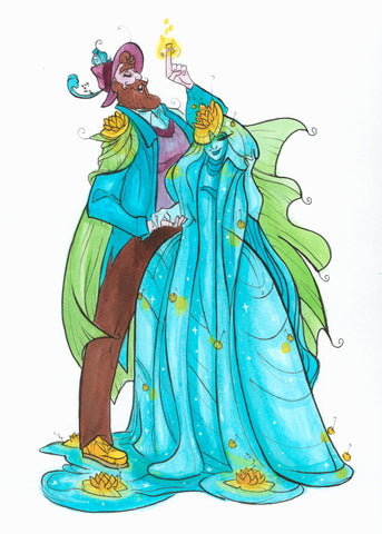 Golden Bomb-a-dillion Couple (Flying Frog Illustration) FFI