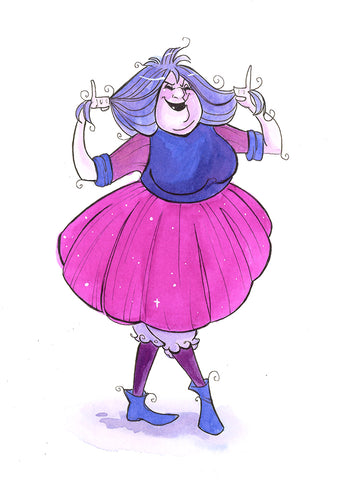 Purple Mad Lady (Flying Frog Illustration) FFI