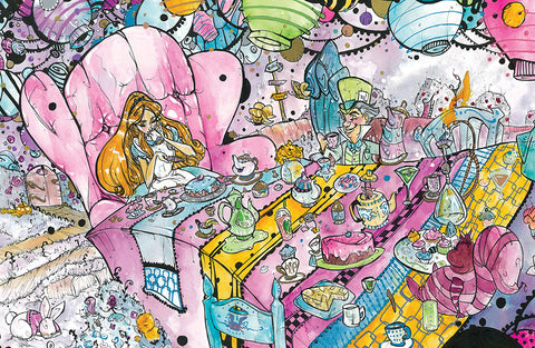 Tea Party [Alice in Wonderland] (Flying Frog Illustration)